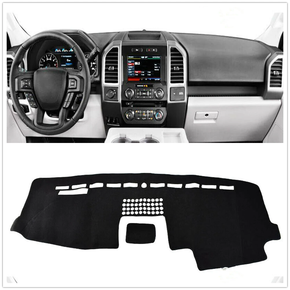 

Front Dashboard Cover Carpet For Ford F150 F-150 2015-2018 Black Car Dash Board Heat Proof Mat Anti-Sun Shield Pad Shade Strip