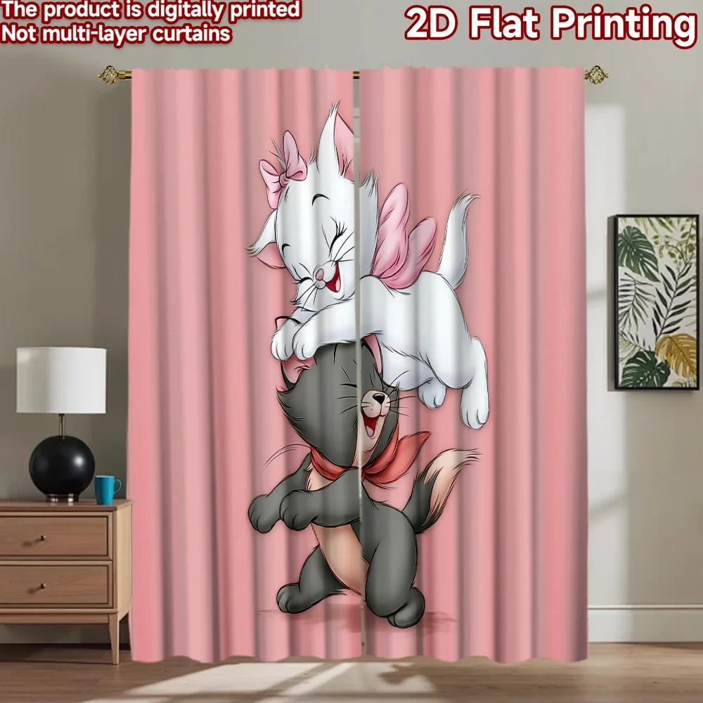 

2D flat printing 2pcs Party Window Curtains Cute Cats Fighting Playful Digital Printed Polyester Drapes Festive Curtains Use for