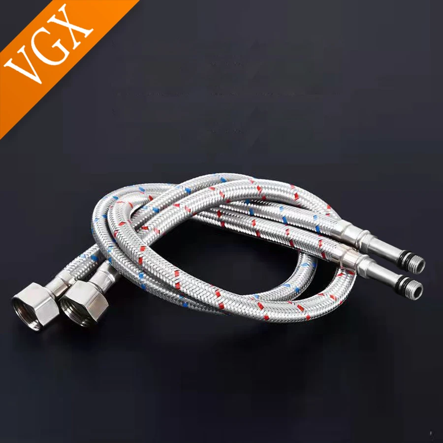 VGX G1/2 G3/8 G9/16 304 Stainless Steel Flexible Plumbing Pipes Cold Hot Mixer Faucet Water Supply Pipe Hoses Bathroom Kitchen