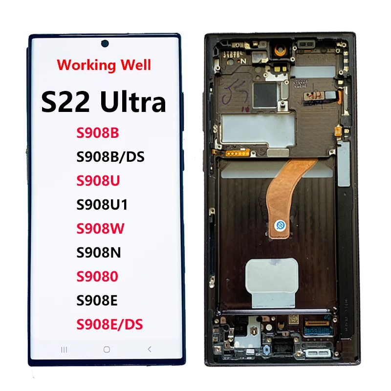 

С дефектом дисплея S908B для S22Ultra ЖК-сенсорный экран для Samsung Galaxy S22 ultra 5G S908B S908U S908 ЖК-дигитайзер в сборе