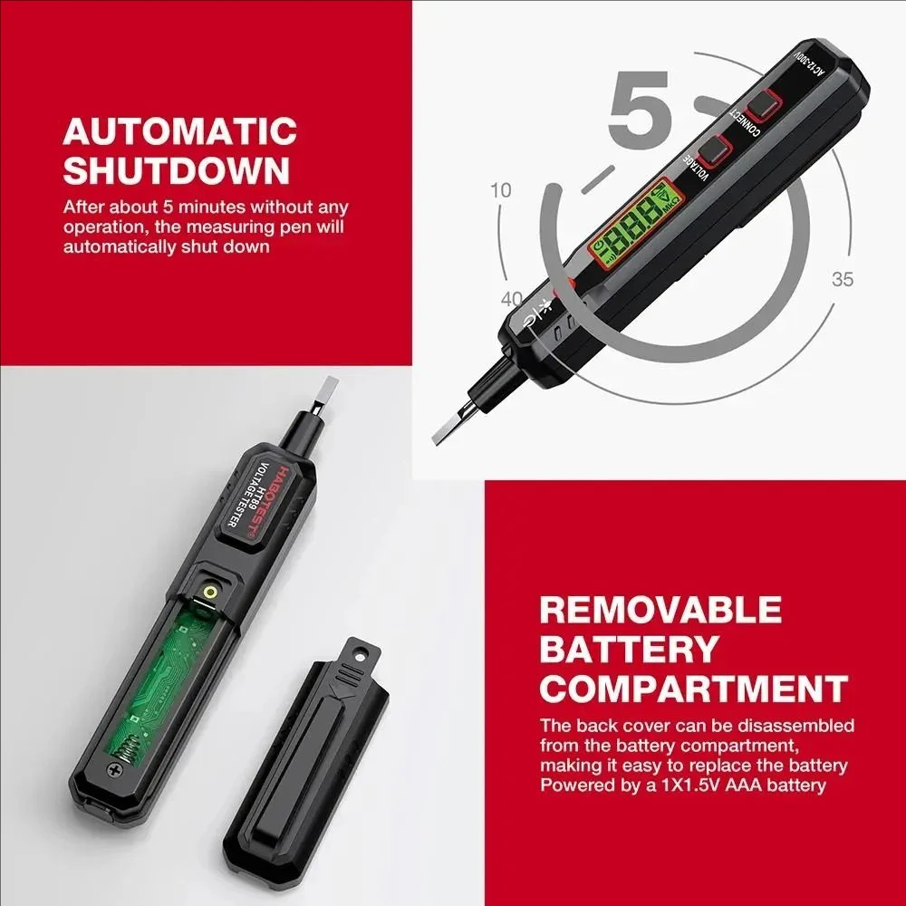 HT89 LED Non-Contact Voltage detector indicator Profession Smart test pencil Live/phase wire Breakpoint NCV Continuity Tester
