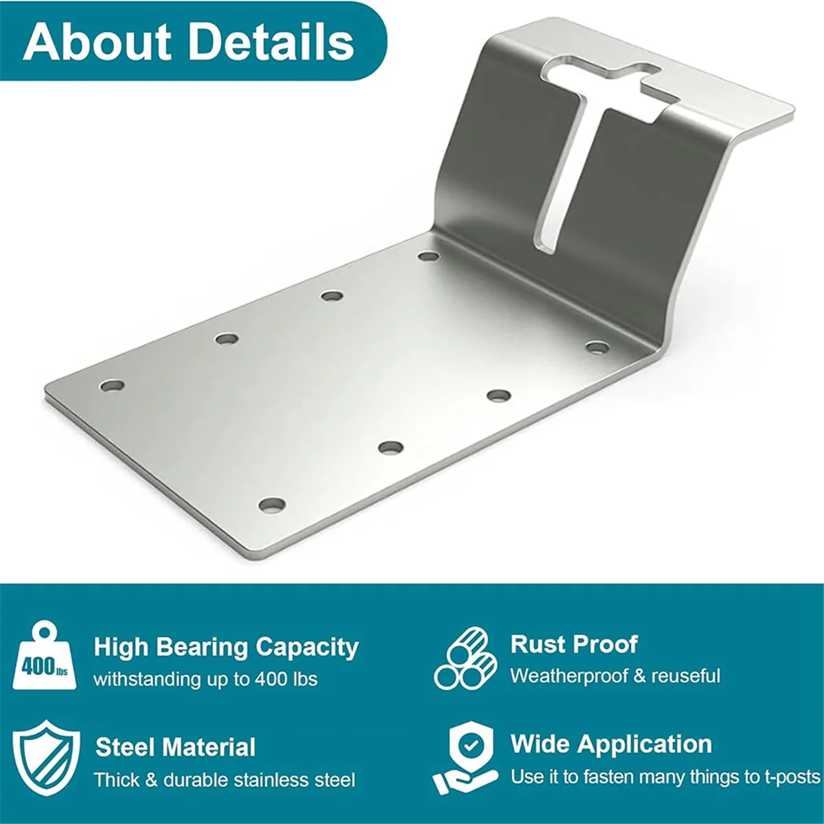 ABJZ 4 قطع T Post Bracket، 3 بوصة T Post Target Hanger، دعامة تثبيت لبيت الطيور/صندوق البريد، تركيب رأسي وأفقي