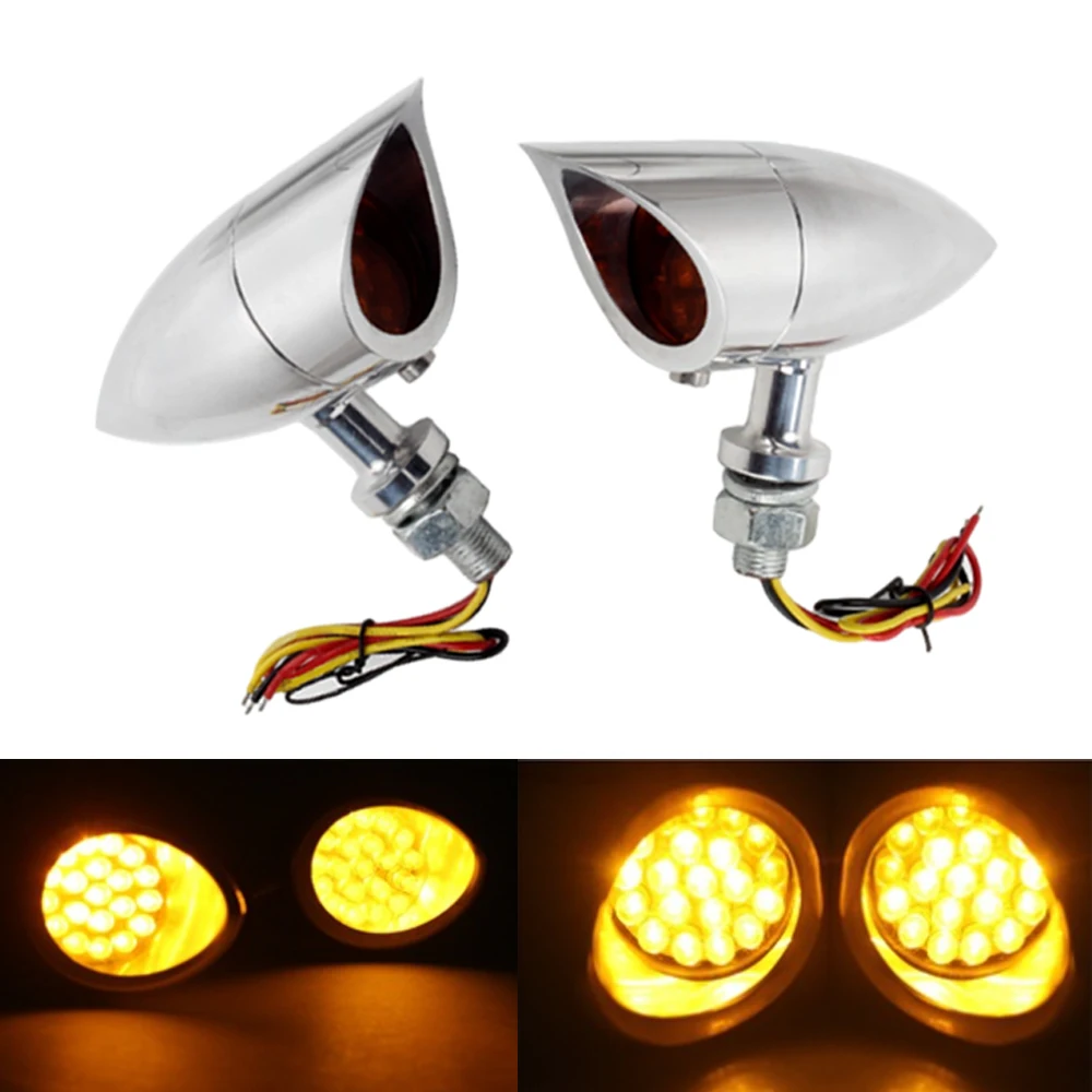 

2Pcs 10mm Motorcycle LED Turn Signal Light Indicators Bullet DRL Running Amber Light Aluminum For Harley Bobber Chopper Dyna