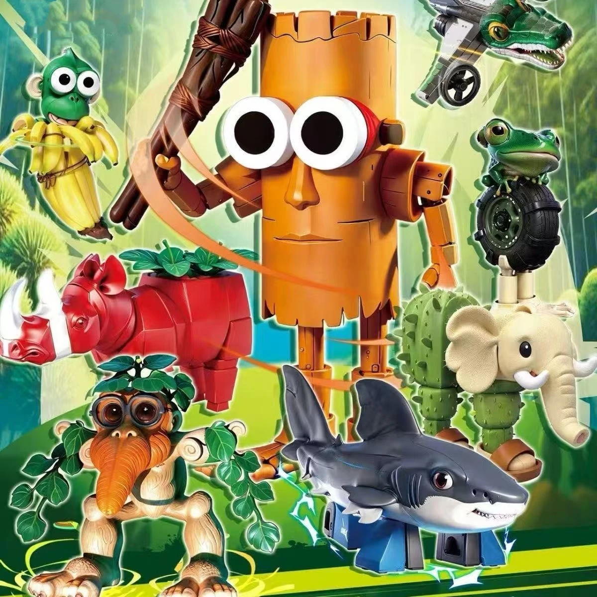 8 Pçs/set Cérebro Italiano Tung Tung Tung Sahur Animais Blocos de Construção Tralalelo Tralala SharkBricks Brinquedo Presente para Crianças