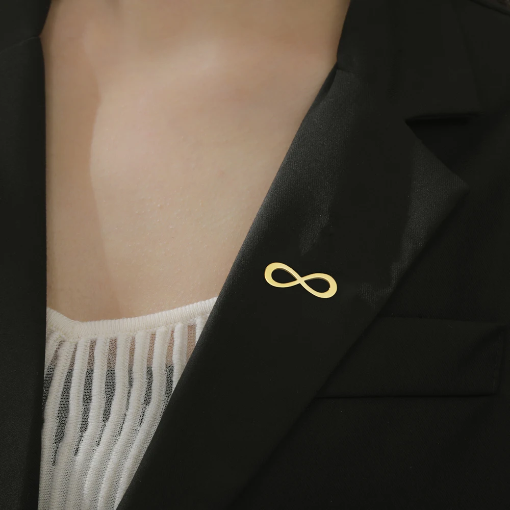 Dawapara Classic Infinity Symbol Brooch Endless Love and Friendship Lapel Pin Stainless Steel Accessories