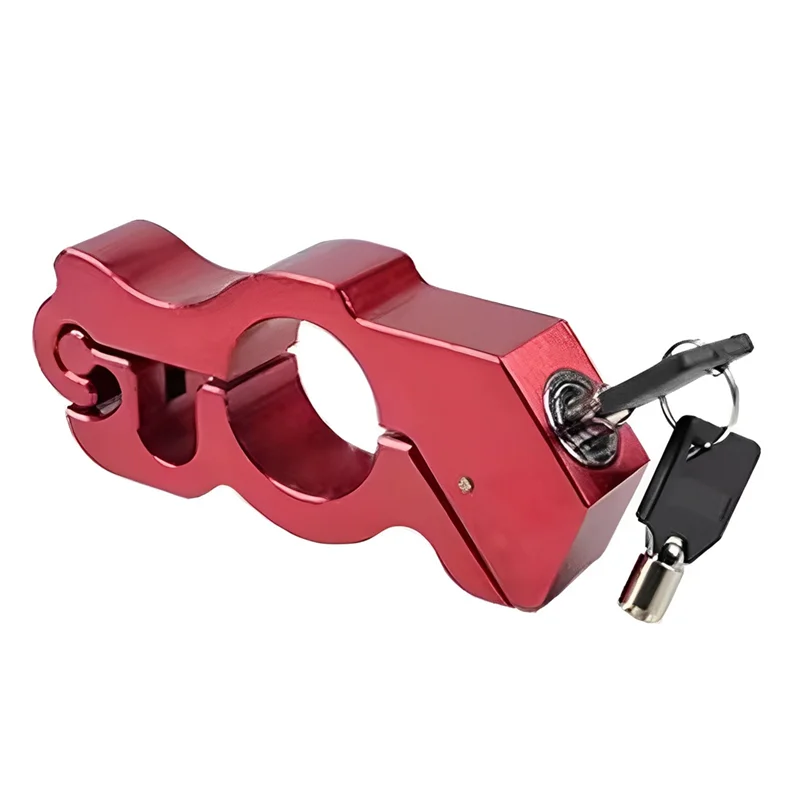 Motorcycle Lock, Handlebar Lock with 2 Keys, Anti Theft Motorcycle Brake Lock for Motorcycle Bike ATV Scooter - Red