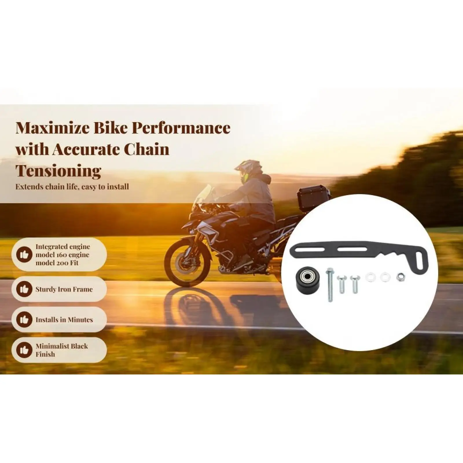 

Chain Adjuster Iron Tensioner Kit for Mini Dirt Bike Motorcycle 224cc 236cc CT200U GX160 GX200