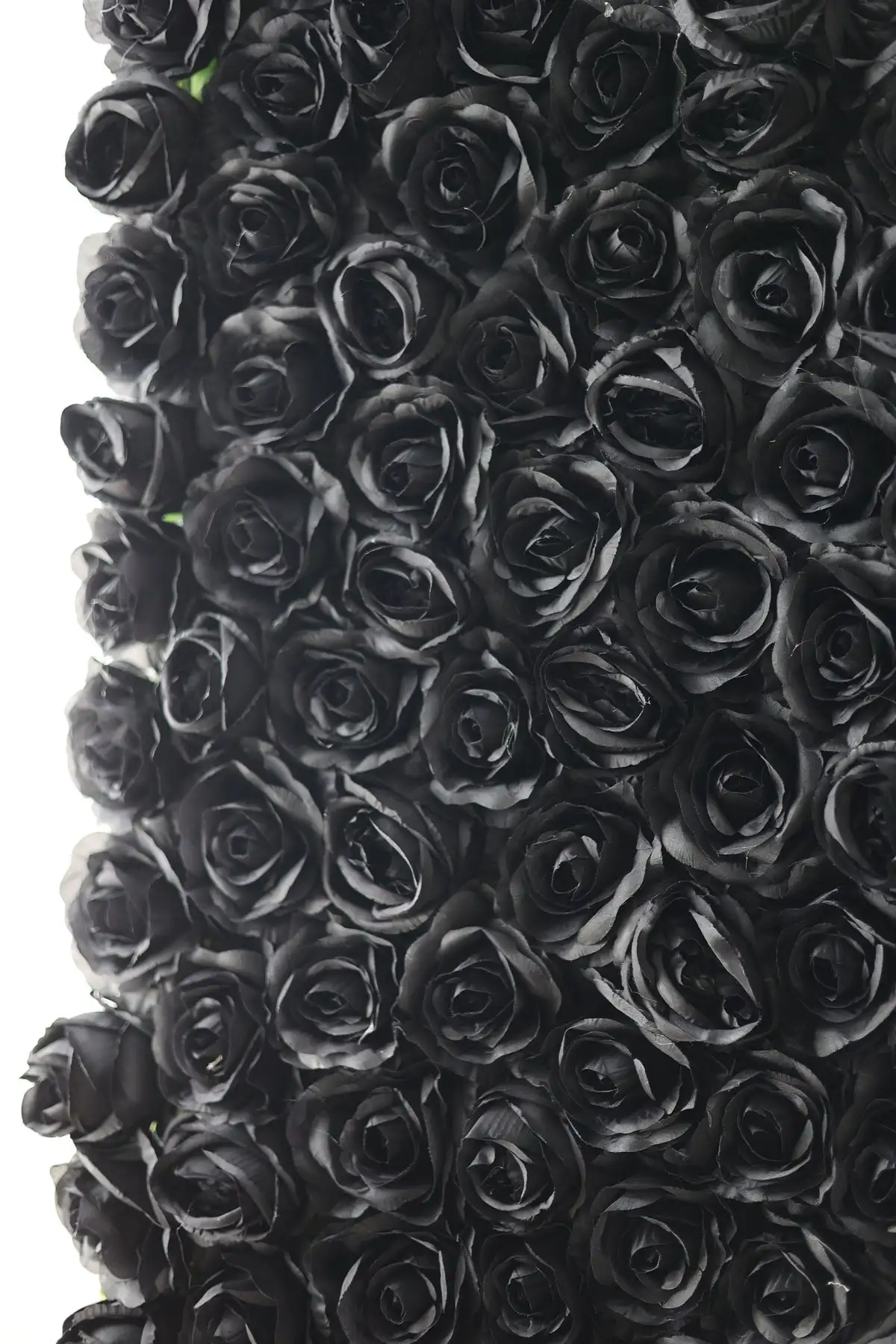 

Luxury 3D Solid color series Black rose Flower Wall, Artificial Rose Fabric Floral Wall, Outdoor Party Wedding Backdrop Decor