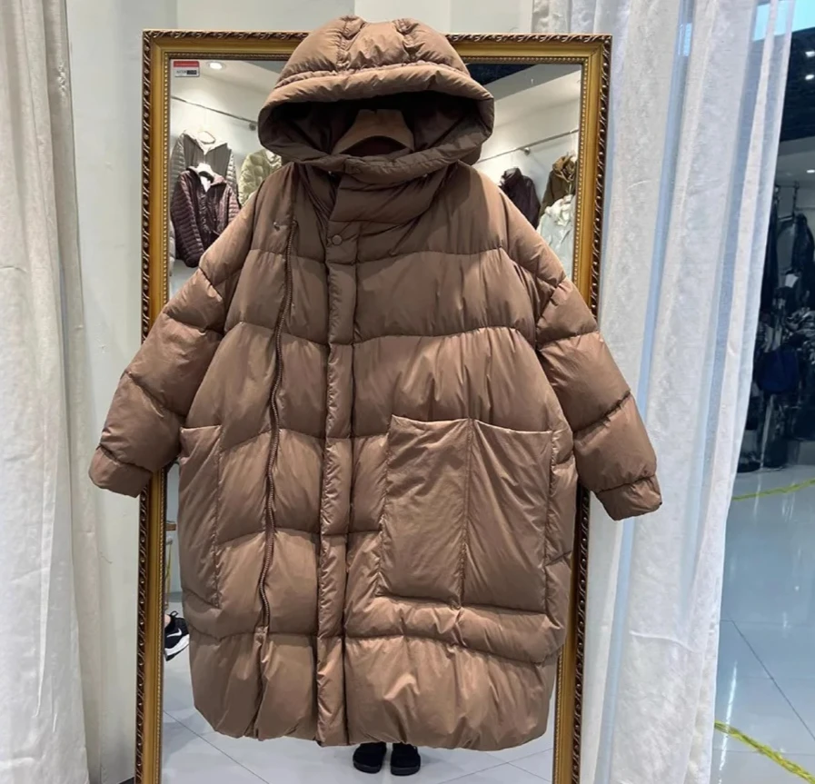 

2026 Winter New Women's Down Jacket Loose Windproof Hooded Parker Oversize Jacket