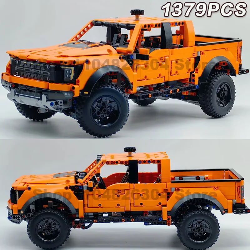025 New1379PCS Tech: 10 F-150 شاحنة سيارة كتل التقاط الطوب على الطرق الوعرة MOC 42126 تجميع لعبة للأطفال الصبي هدايا عيد اللعب #5