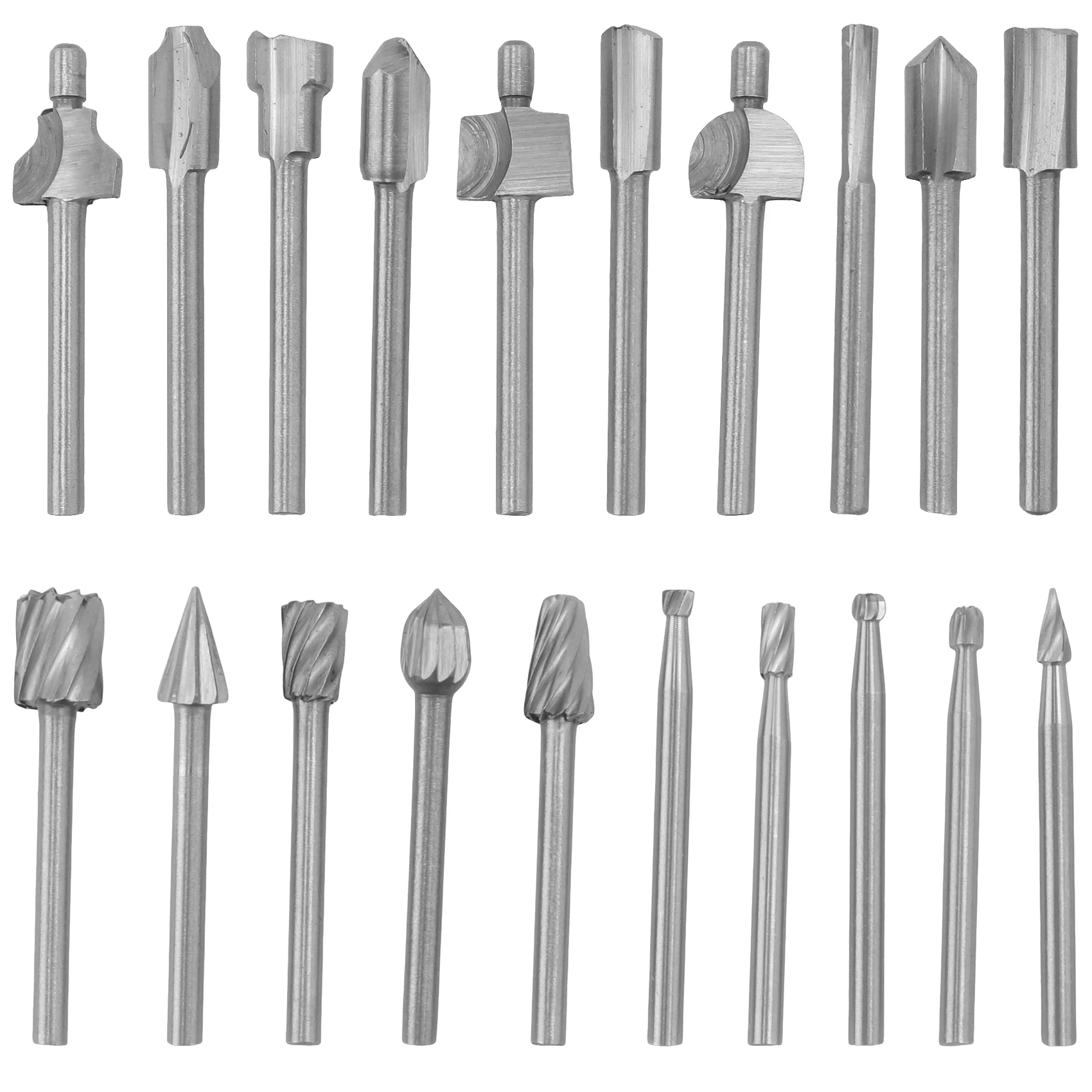 DT19-20Pc HSS Router Carbide Engraving Bits For Dremel Router Bit Set 1/8 Inch(3Mm) Shank For Dremel Proxxon Rotary Tools