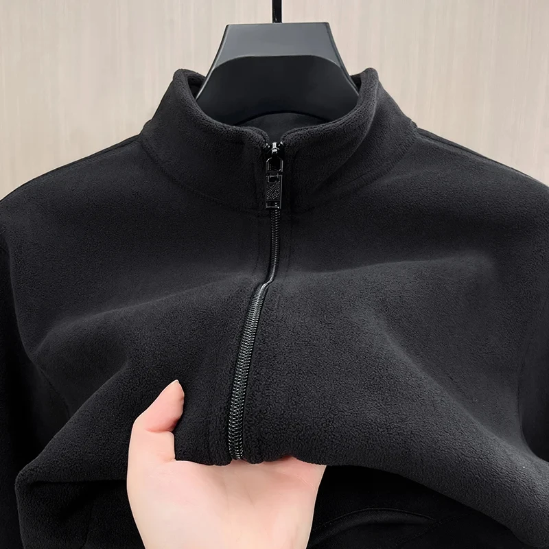 Thickened Fleece Jacket Women's Loose Fit Autumn Winter Coat Warm Comfortable Cotton Fleece Zipper Closure Long Sleeve Coat