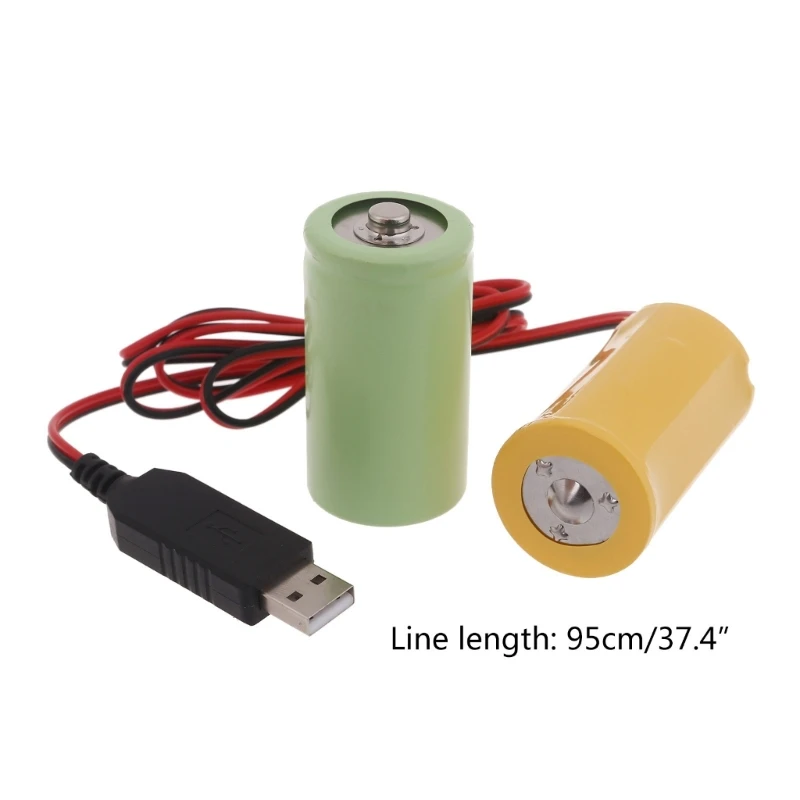 USB to 1.5V-6V1A LR20 D Battery Eliminators with Switches Battery Power Cable Cord for Toy/Table Lamps/Flashlight