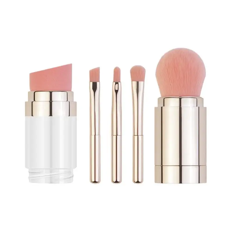Ensemble de pinceaux de maquillage portables 5 en 1, Kit de pinceaux pour fard à paupières de voyage, correcteurs de poudre de fond de teint, applicateur d'ombre à paupières, outils de beauté