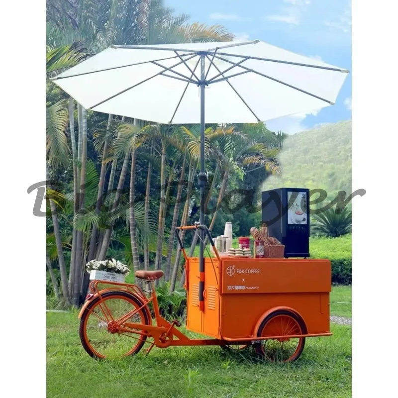 عكس حمار كشك دفع عربة القهوة الحديد المطاوع المنقولة ركوب الدراجة ثلاثية العجلات الإبداعية #3