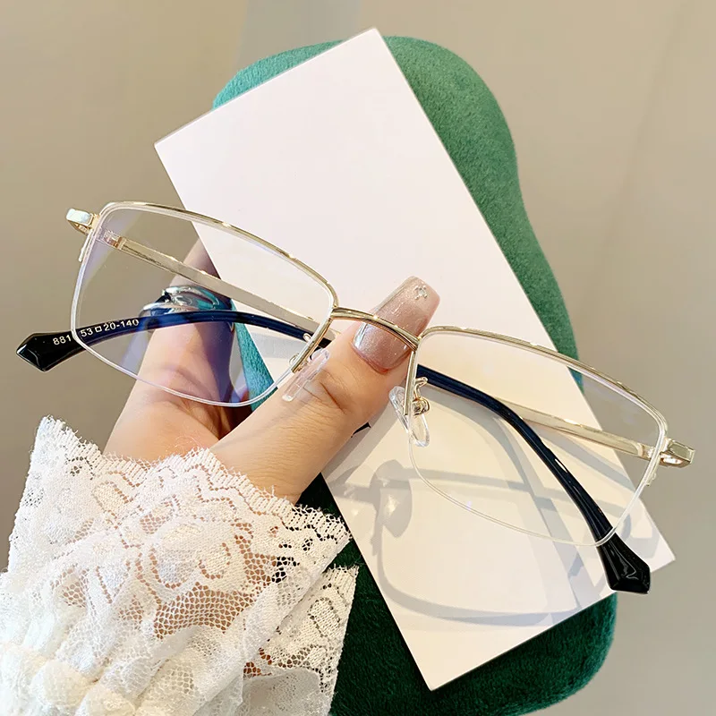 Vintage Vintage Men Square Black Half Rim Glasses Anti Blue Light Frame Comfort Eyewear for Long Time Screen Office Worker - Aliexpress Deal