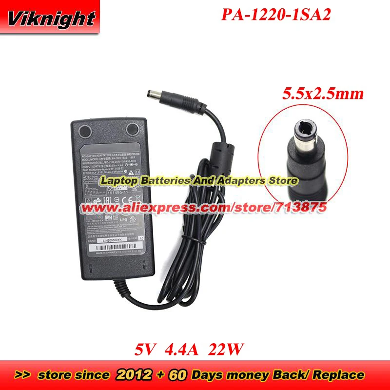 PA-1220-1SA2 AC Adapter 5V 4.4A 22W PA-1220-1SA1 for LIN200300YK with 5.5 x 2.5mm Tip Power Supply