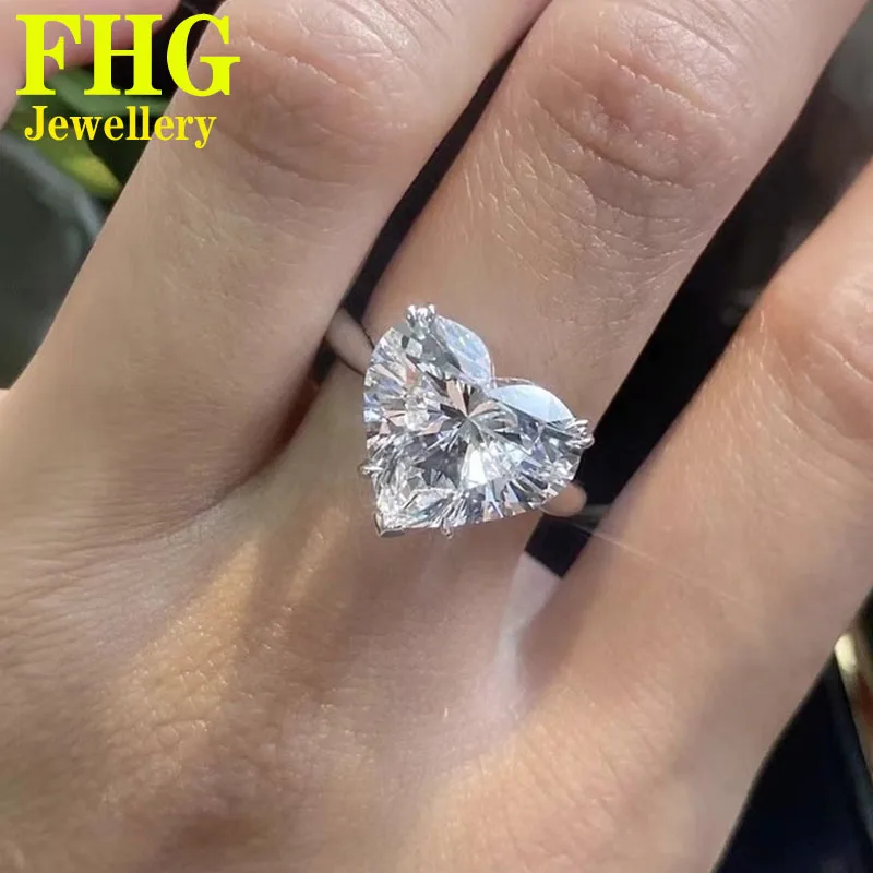 8 Carat Real Solid 18K White Gold Ring  DVVS1 Heart  moissanite Diamonds Women Wedding Party Engagement Ring Classic