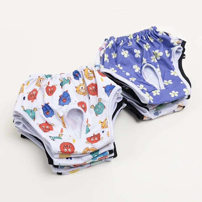 Pet Sanitary Pants Cute Printed Dog Cat Heat Pants Female Puppy Kitten Diaper Shorts Anti-leak Menstrual Underwear for Pets