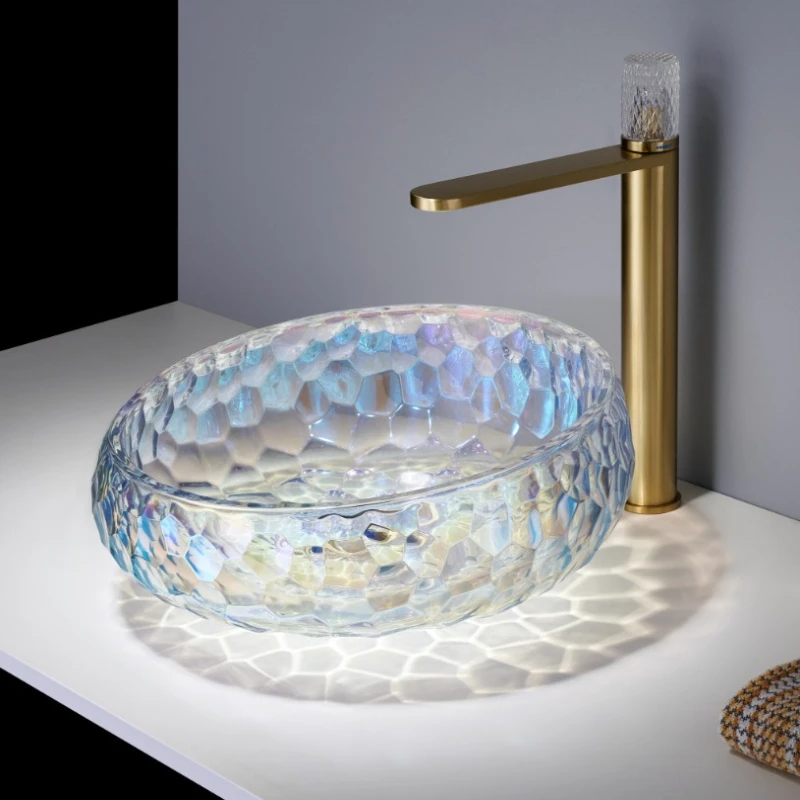 Crystal glass wash basin Upper basin Hotel bathroom Washbasin