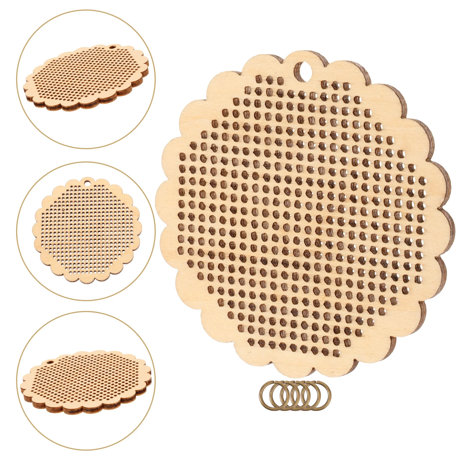 

5Pcs Cross Stitch Wood Chips Round DIY Pendant Gift Handmade Cross-Stitch Ornament Blanks Cross Stitch Ornaments