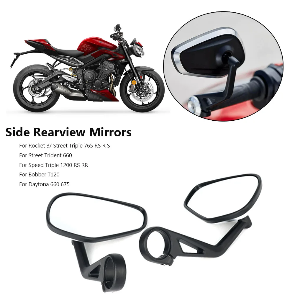 For Rocket 3 Street Triple S 765 765RS 765R Trident 660 Speed Triple 1200RS 1200RR Motorcycle Handlebar Rearview Bar End Mirror