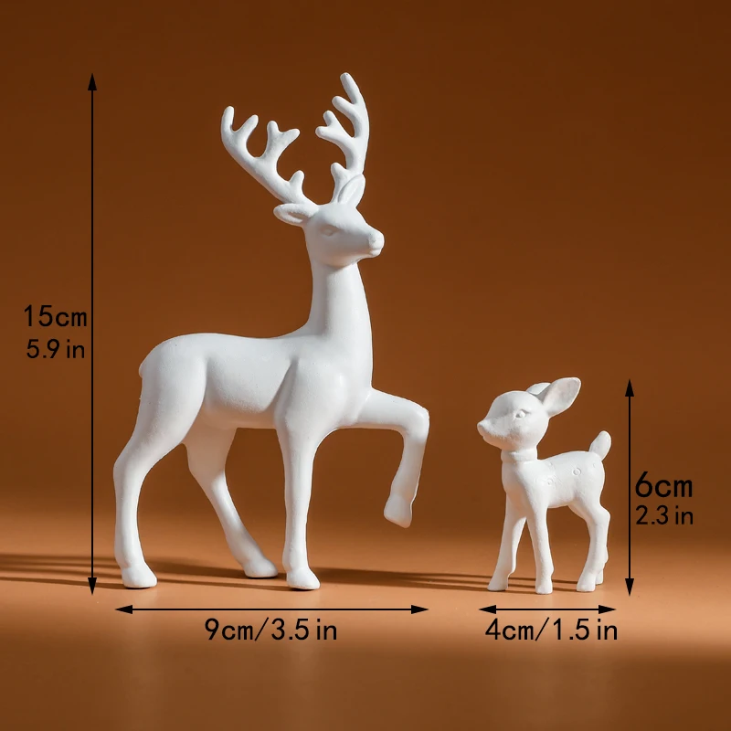 Room Decor Mother Deer Cute Kids Room Decor Sculptures Kawaii Miniatures Sculptures Christmas Home Decoration Fawn Figurines