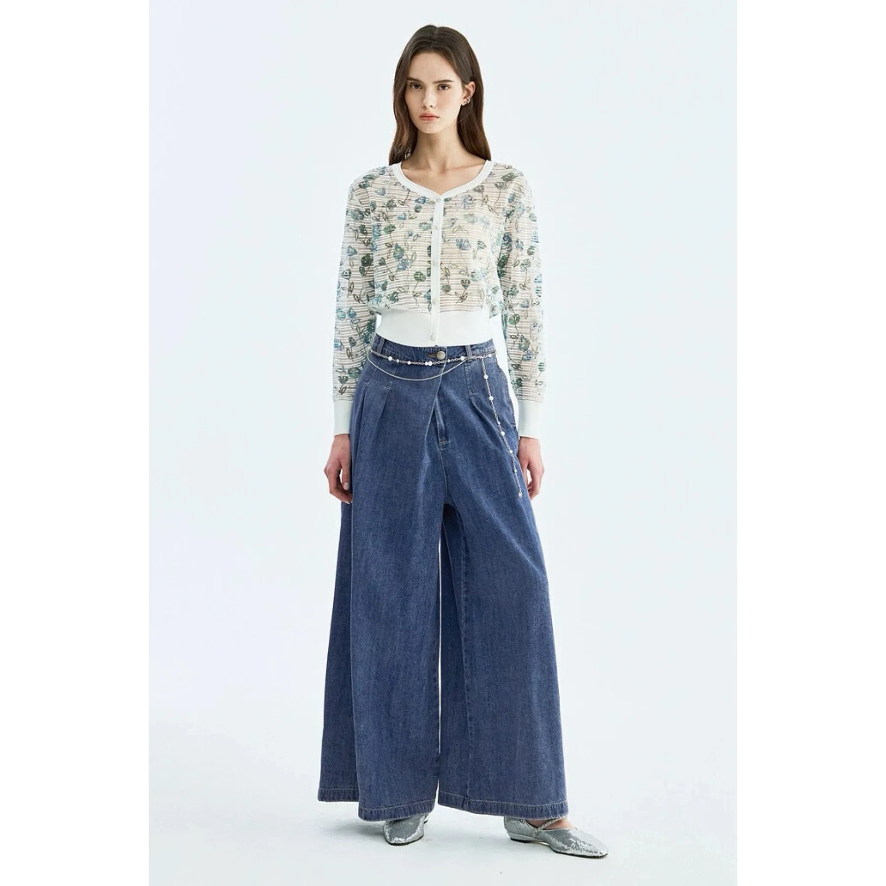 

Elegant V-neck Printed Thin Knitted Shirt Spring Commute Versatile SlimmingOBZ26 Lemon Remote Control Ladies Fashion Top
