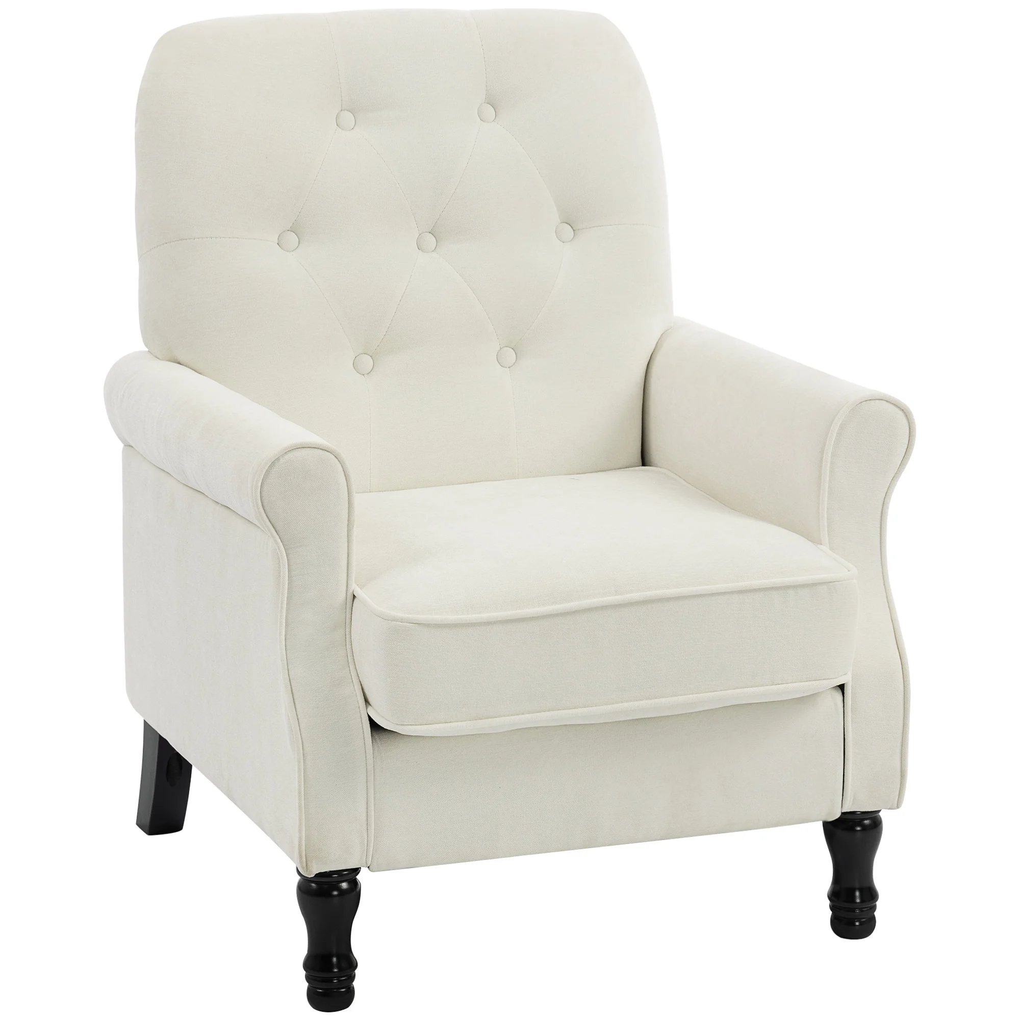 HOMCOM Sillón Relax Tapizado en Lino Asiento Acolchado Grueso Crema