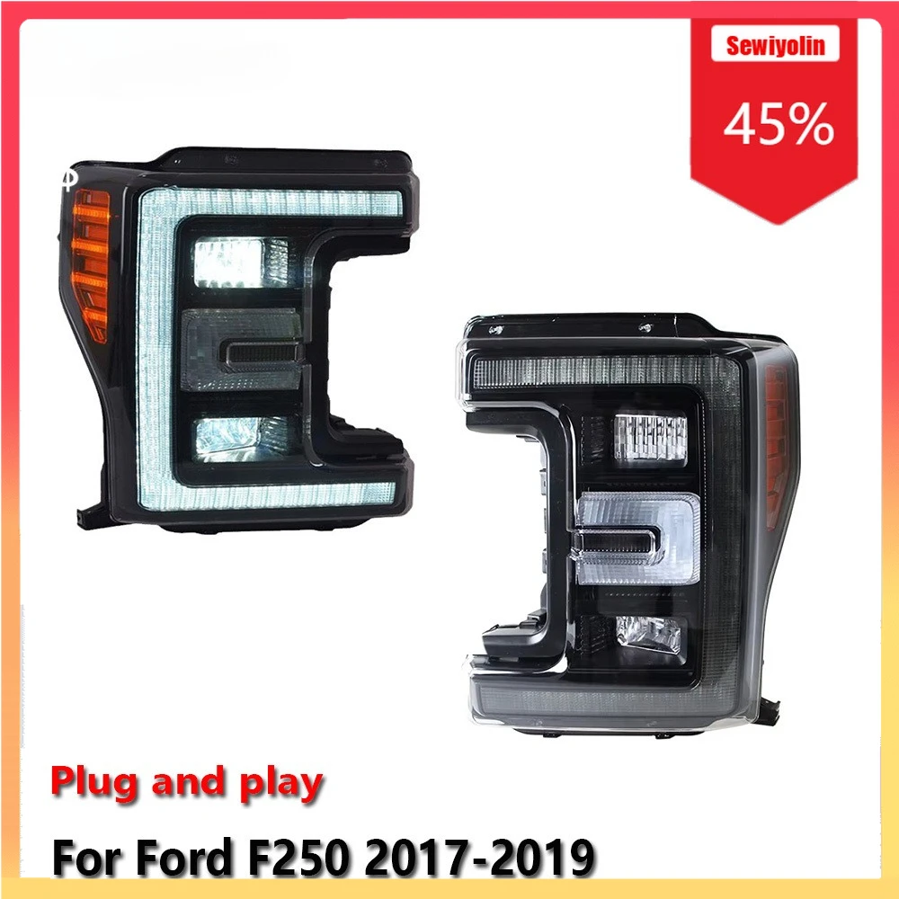 

Автомобильные светодиодные фары, автомобильные детали для Ford F250 2017-2019, противотуманные DRL, стоп-сигнал поворота, лампа Plug and Play