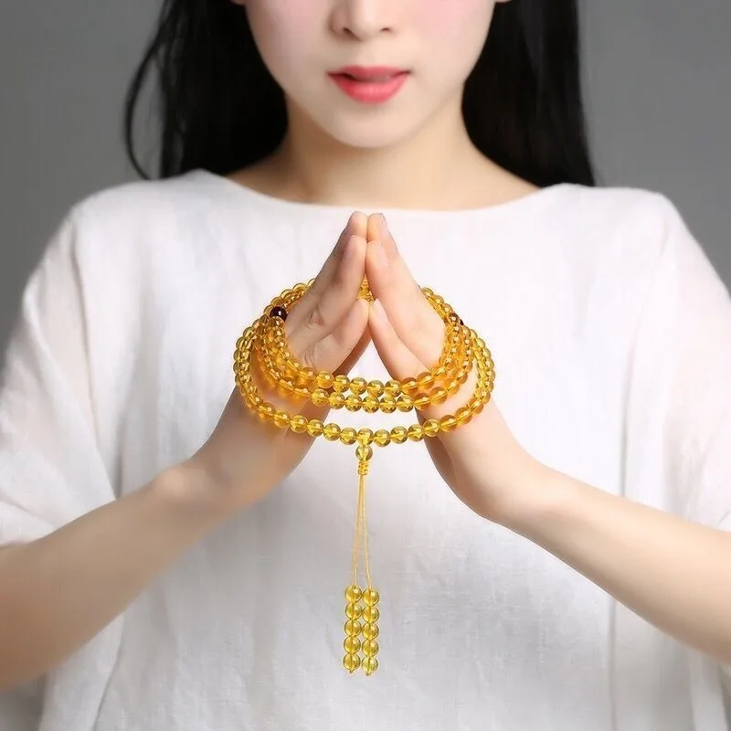 

Amber Multi-Circle 108 Buddha Beads Beeswax Amber Bracelet Necklace Men's and Women's