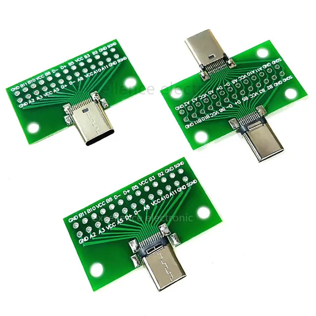 USB3.1 Typ-C Męski żeński Test PCB Adapter płytki drukowanej Typ C 24P Złącze 2,54 mm do linii danych Dwustronne wstawianie Transfer