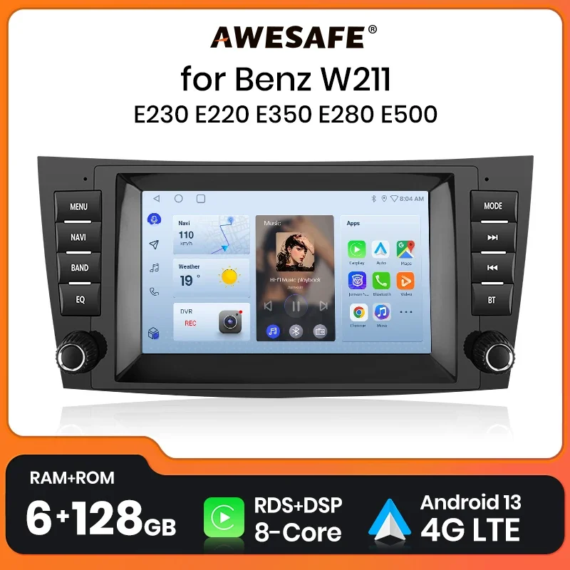 AWESAFE 7inch  Auto Radio for Mercedes Benz E-Class W211 W219 E200 E220 E300 Carplay Car Multimedia RDS GPS No 2din autoradio