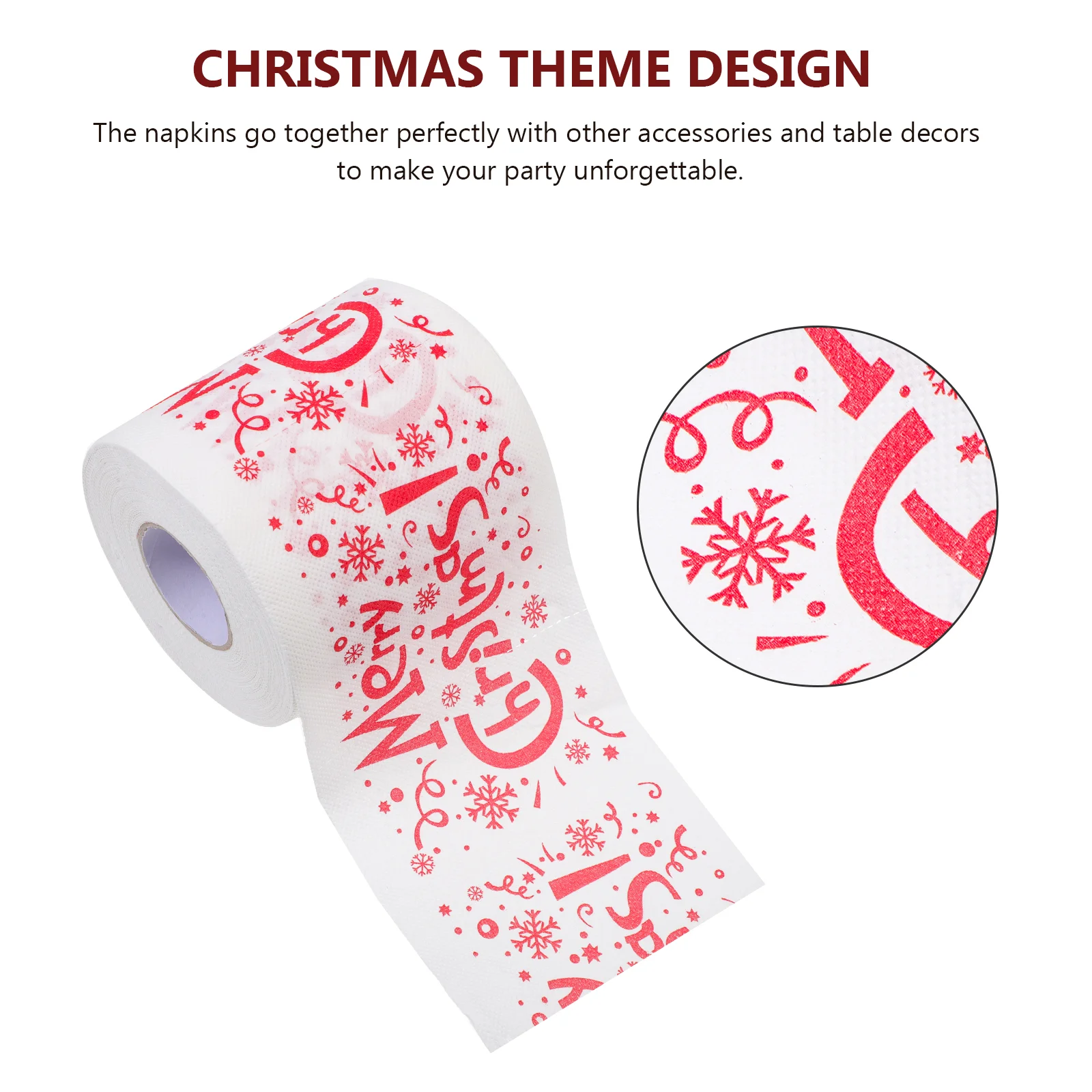 4 Rolls Toilet Paper Christmas Xmas Pattern Party Supply Festival Dinner Napkin Dining Table Printing Tissues Shopping