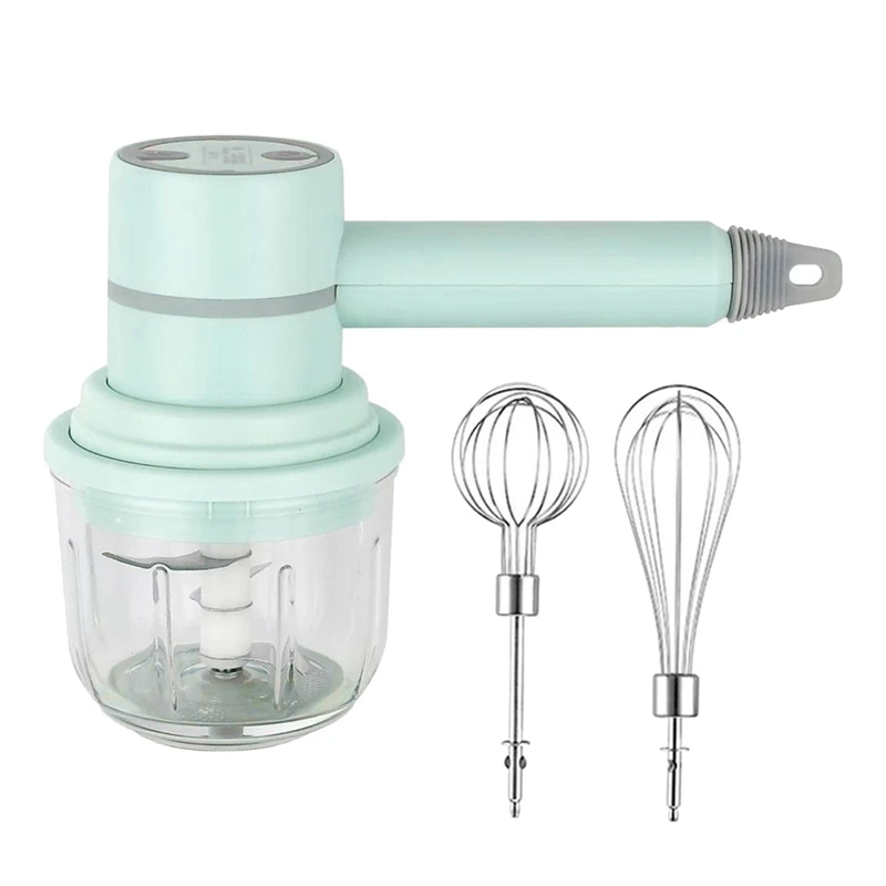 2 In 1 Electric Hand Mixer Blender Garlic Chopper Portable Egg Beater USB Charging Household Electric Handheld Whisk