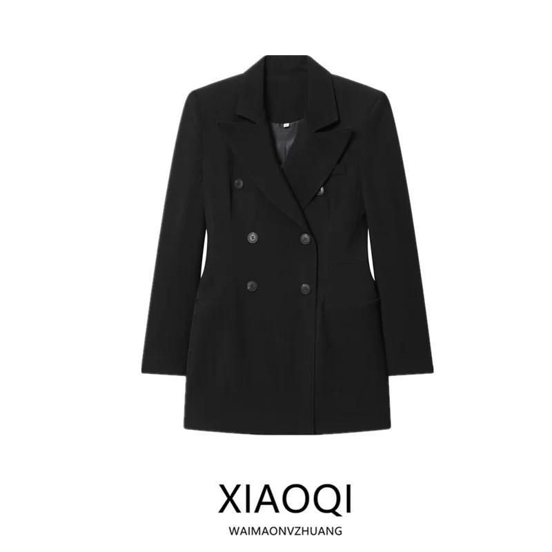 

Осень 2023, новый женский дизайнерский двубортный классический костюм, универсальный длинный свековый повседневный модный деловой костюм