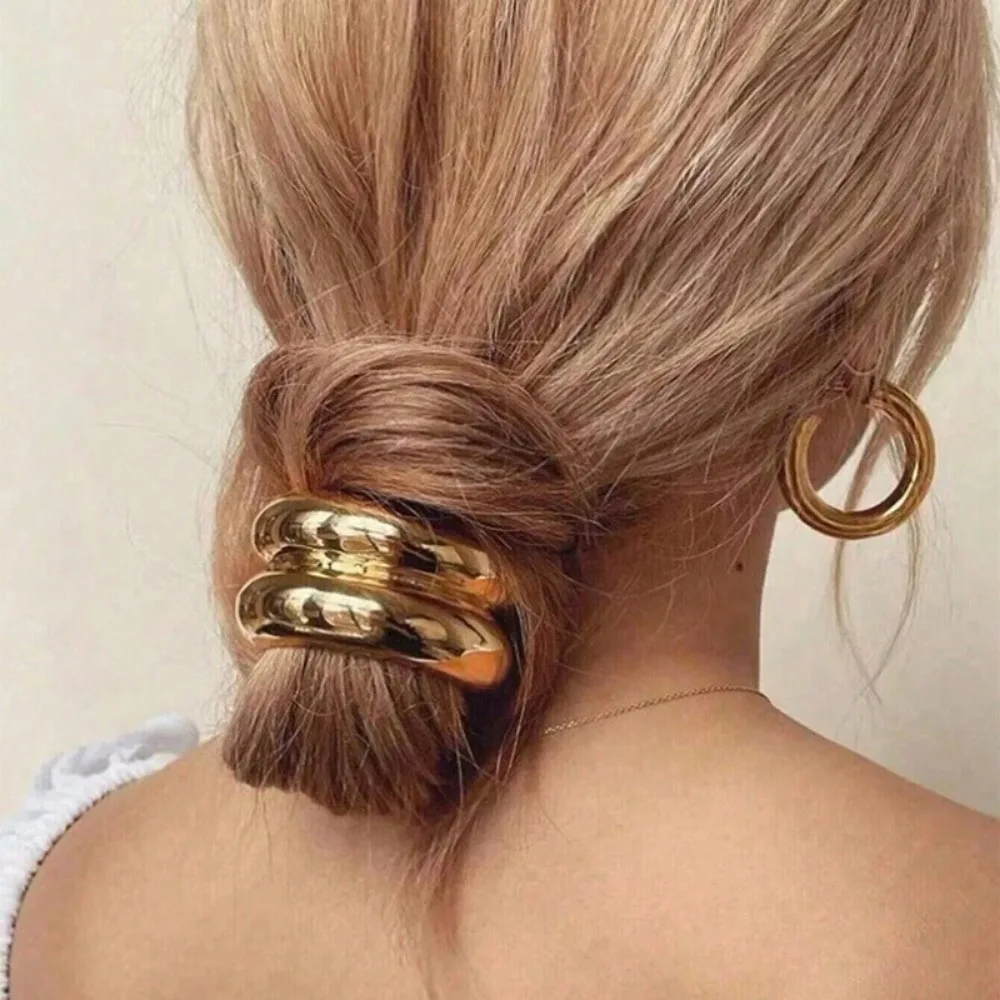 3/1 Stück elegante Legierungs-Haarbänder-Set mit ausgehöhltem Design, einfaches goldenes Haarband, beste Geschenkauswahl zum Valentinstag, Muttertag! – Detail 4