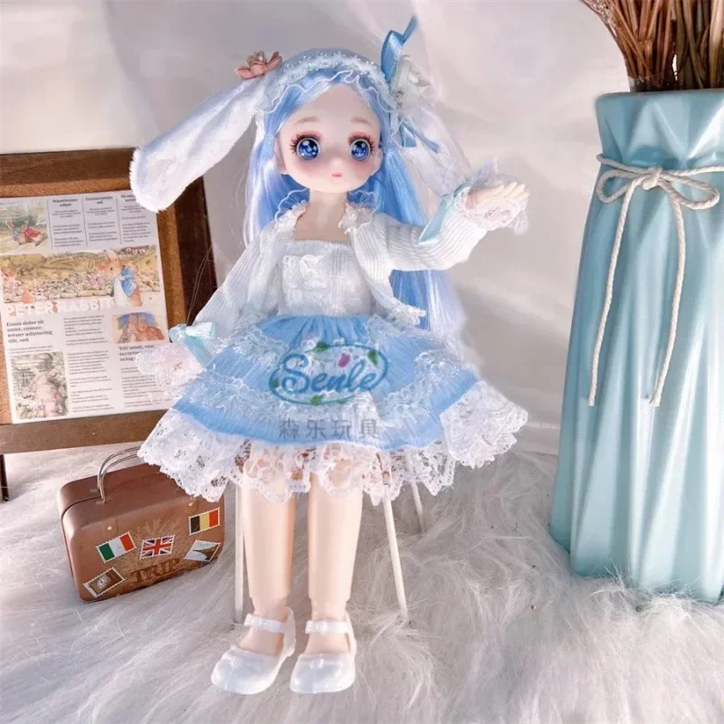1/6 BJD Doll Comic Face 3D Simulation Eyes Multiple Movable Joint Dolls and Clothing Fashion Princess Dress Set Toy for Girls