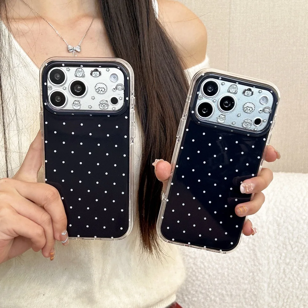 

Fashion Simple Black Phone Case for iPhone 15 16 17 Pro Max with Protective Cover