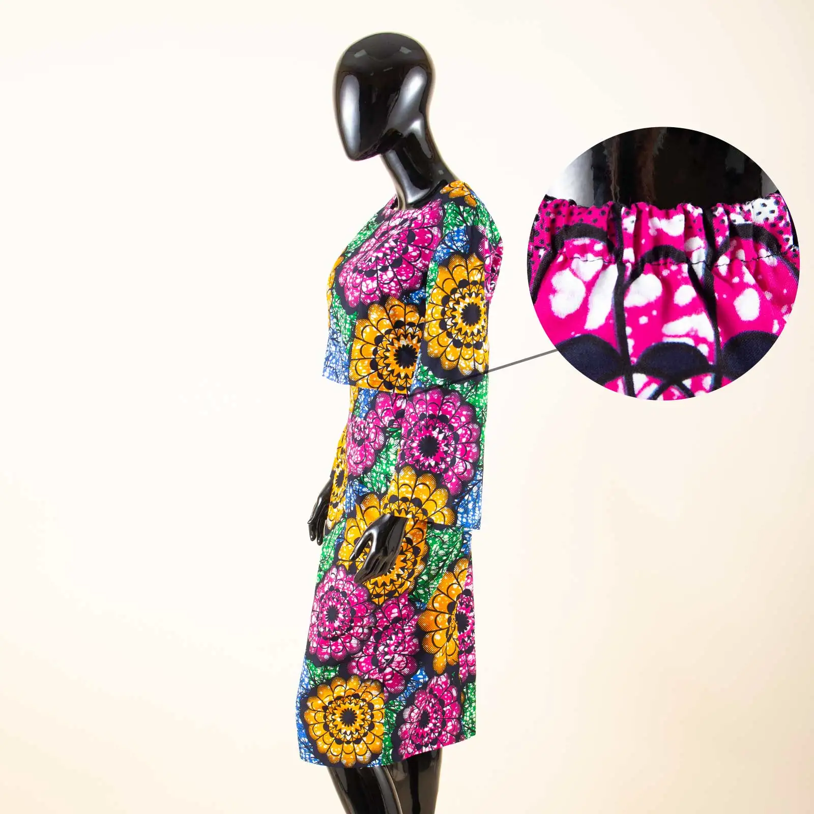 African 2 Piece Set for Women Suit Long Wide Sleeves Short Top+mid-calf Length Pencil Skirt Plus Size Wax Cotton A722630