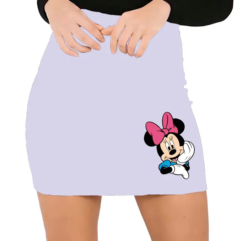 Summer Disney brand Mickey Minnie and Winnie the Pooh girl exquisite micro-elastic slim sexy package hip skirt Y2K