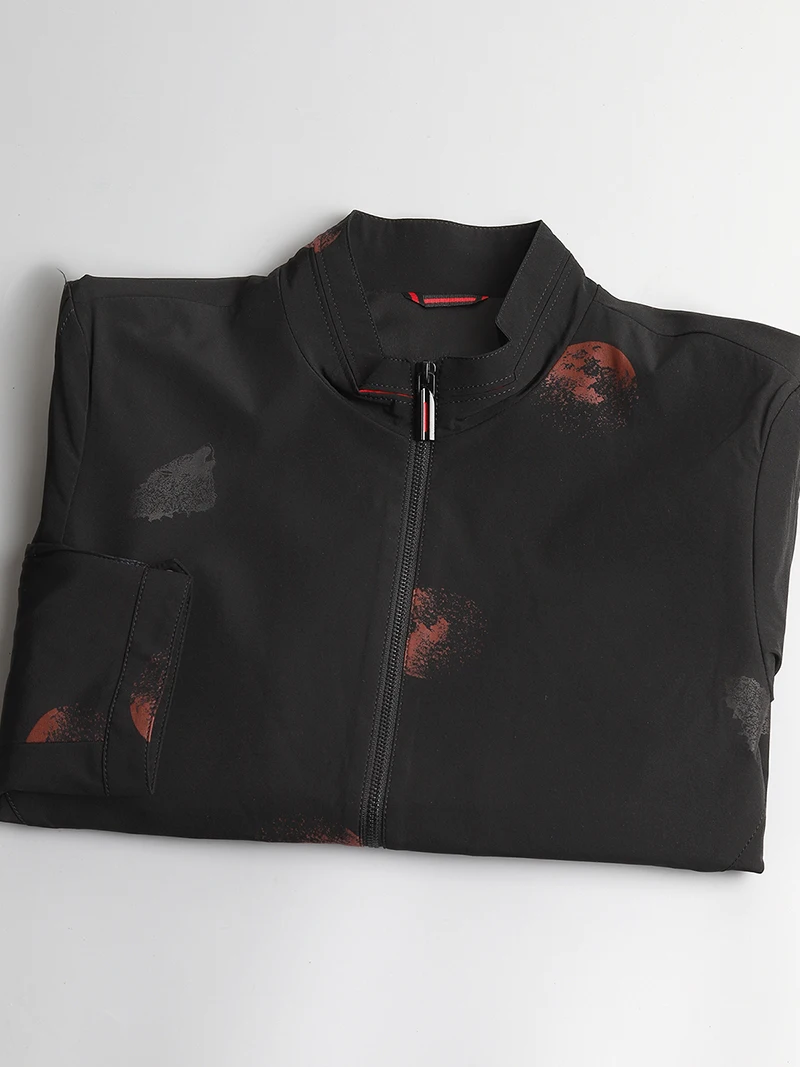 

Мужская демисезонная куртка-жакет с принтом, воротником-стойкой, свободного кроя, повседневная, модная, с защитой от морщин