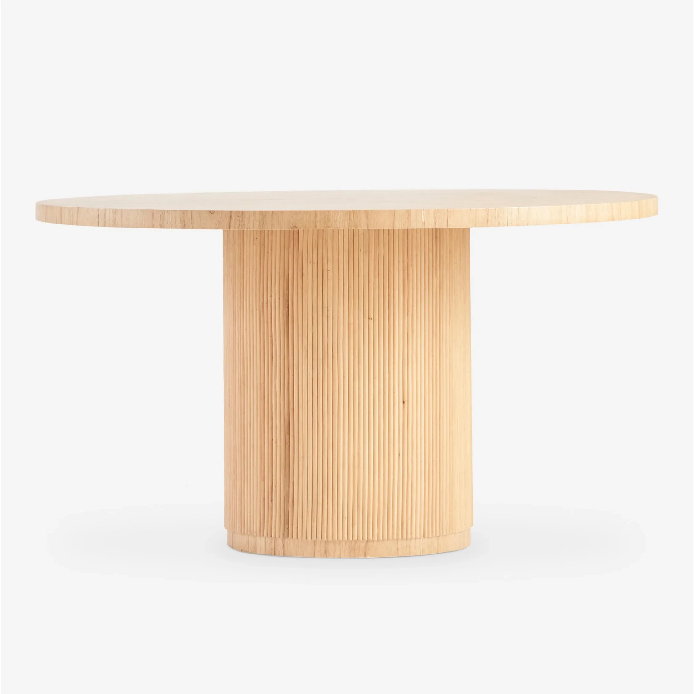 ^Handcrafted Organic Compact Table with Linter Pattern Pedestal Base Solid Wood Modern Design for Kitchen Dining Hardness Natura