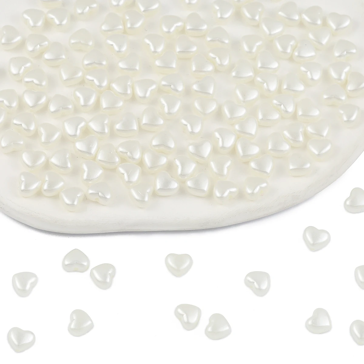100Pcs Heart-shaped ABS Acrylic Imitation Pearl Style Spacer Loose Beads For Jewelry Making DIY Bracelet Necklace Accessories