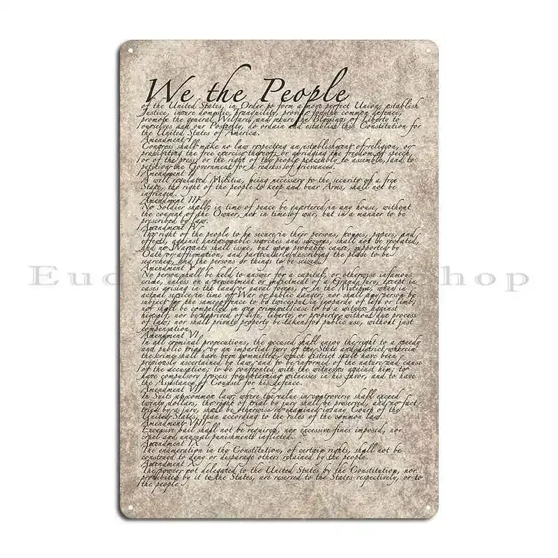 Us Constitution United States Bill Of Rights Metal Sign Rusty Character Living Room Garage Home Tin Sign Poster