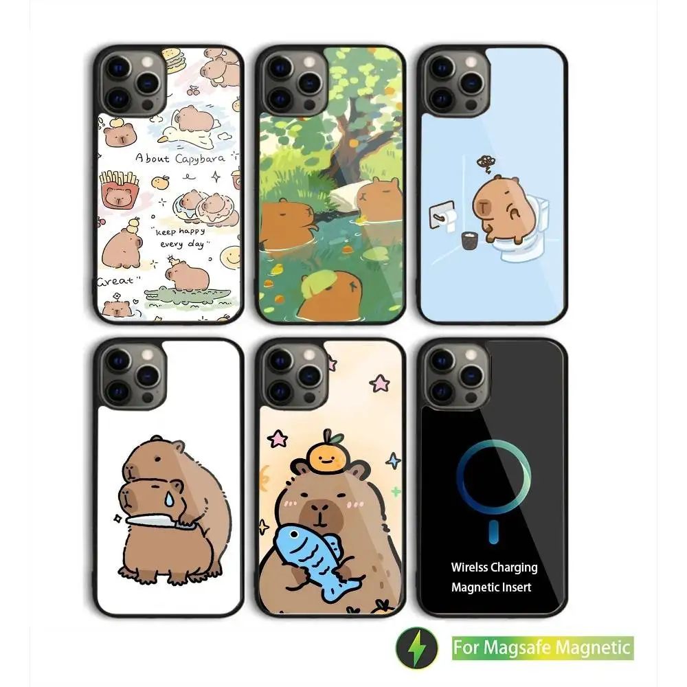 

Cute Capybara Phone Case For iPhone 16,15,14,13,12,11,Pro,Max,Plus,Mini,SE New Magsafe Magnetic Wireless Charging