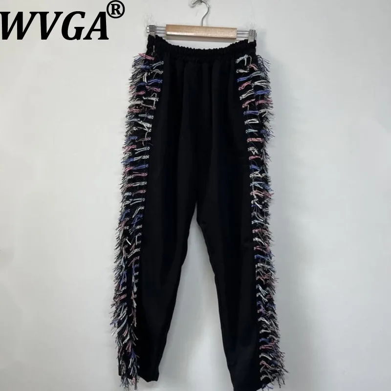 

WVGA весна осень новые мужские кисточки с бахромой декор модный дизайн индивидуальная ниша повседневная уличная одежда свободные прямые брюки Ins W15770