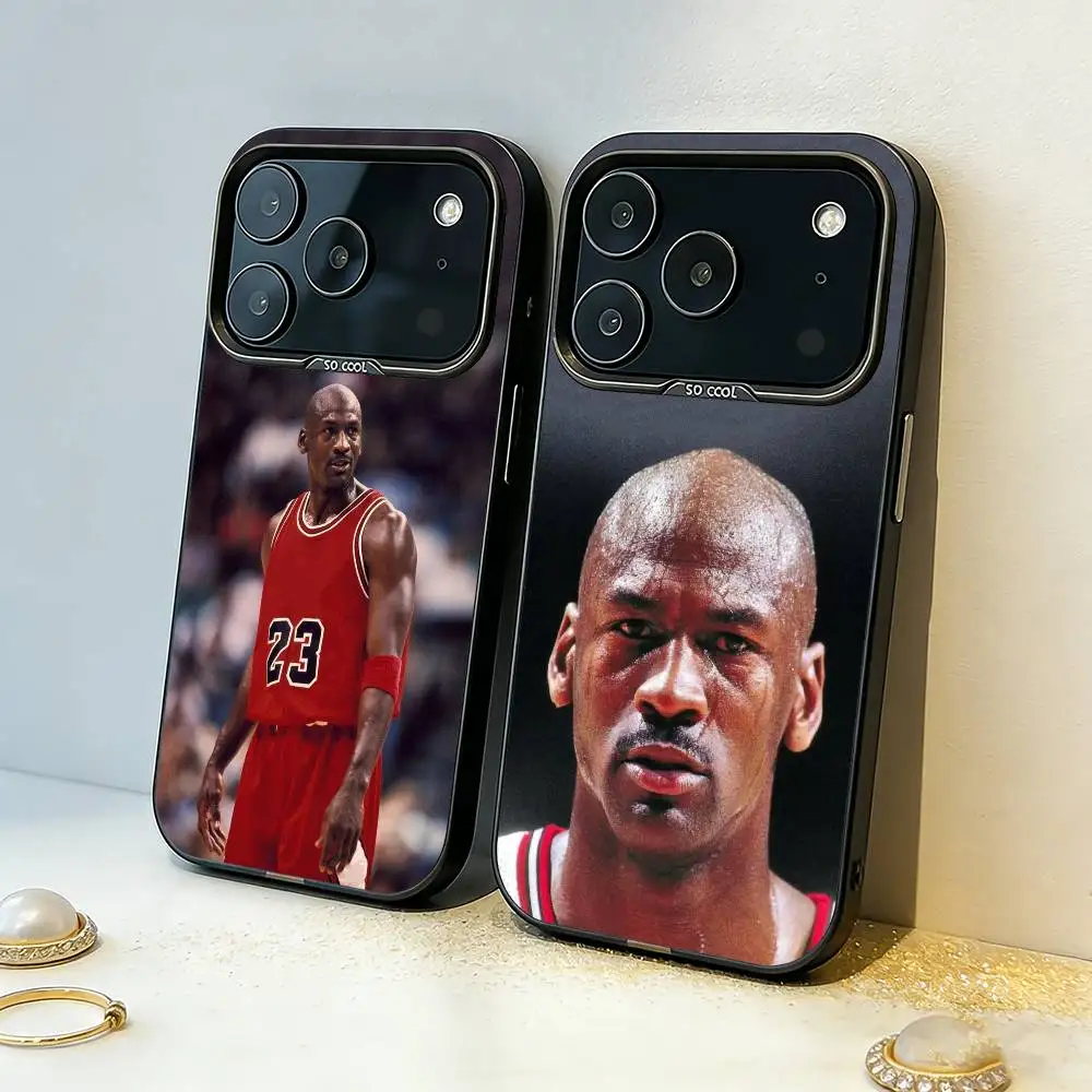 

Basketball M-Michael J-Jordan Phone Case For iPhone17,16,15,14,13,12,11,Pro,MAX Gray Matte Silicone Black Cover