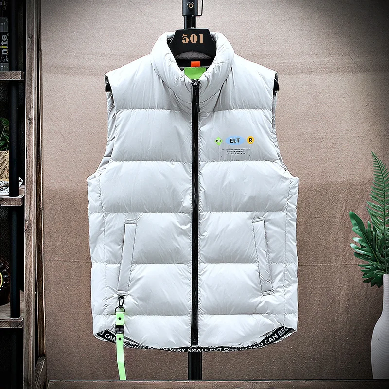 2024 Autumn and Winter Clothing New down Vest Men's Warm Vest Korean Fashion Youth White Duck Down Thickened Vest