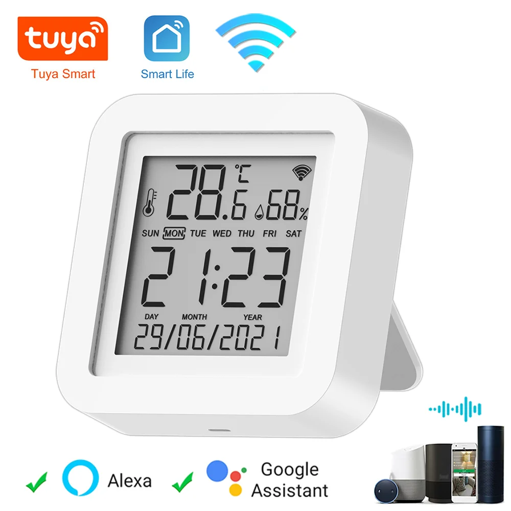 Real Time Update Of Data Tuya WiFi Temperature & Humidity Sensor, Smart Home Thermometer Hygrometer, Alexa & Google Home